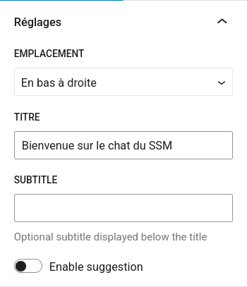 FAQtatsic chatbot : réglages