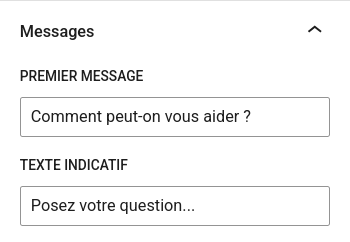 FAQtatsic chatbot : configuration messages dans le chatbot