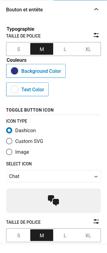 FAQtatsic chatbot : style des boutons et entete