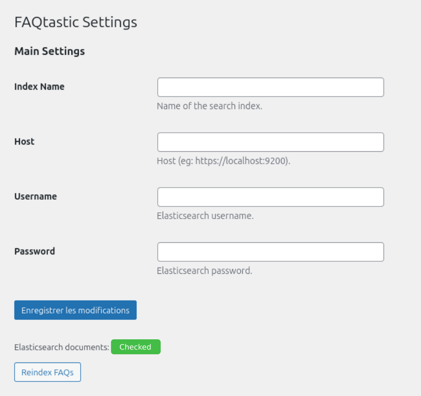 FAQtastic : elastic search settings