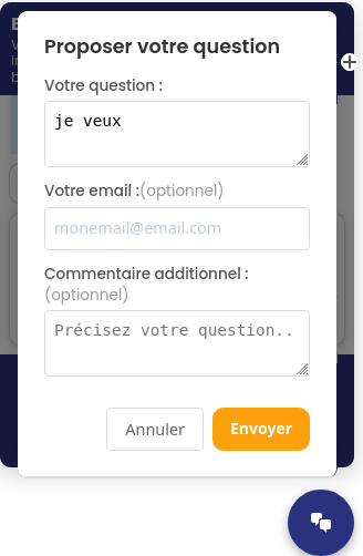 FAQtastic : formulaire de suggestion de question