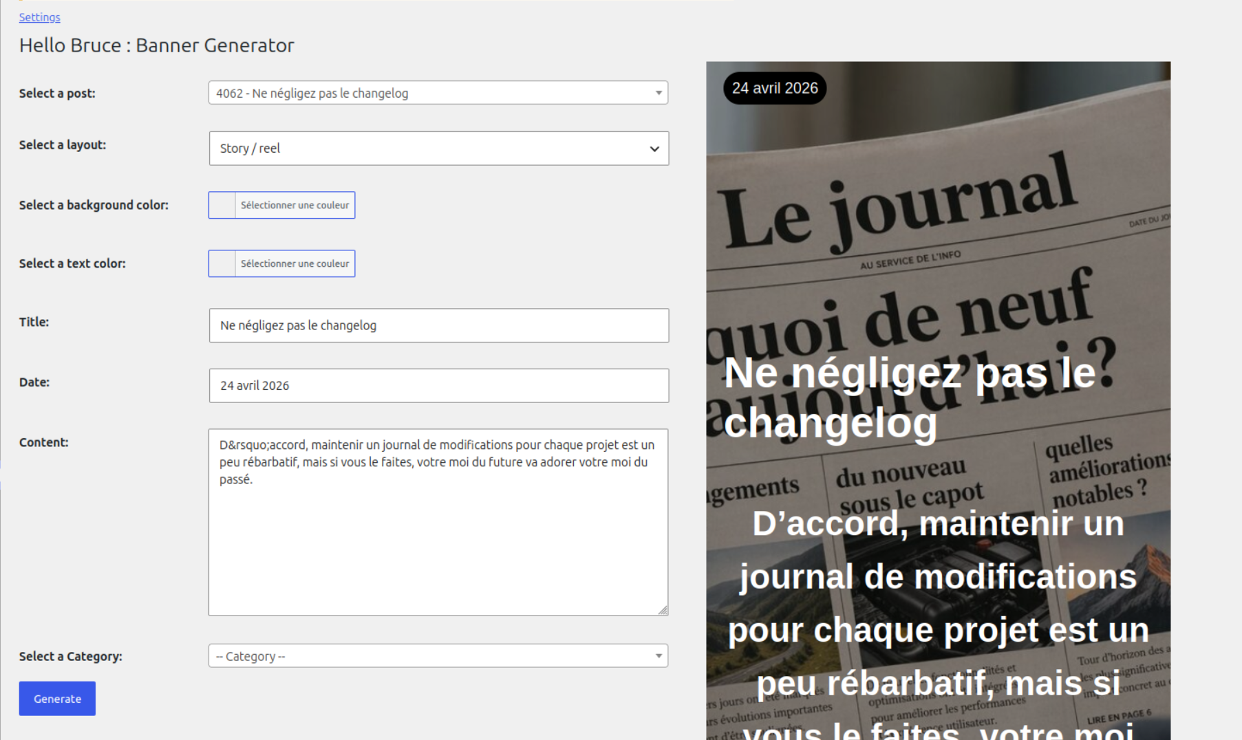 HelloBruce : generateur banniere