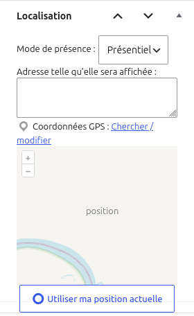 EventPost : post réglages localisation
