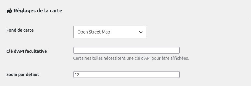 EventPost : réglages de la carte