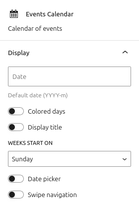 EventPost : Calendrier réglages